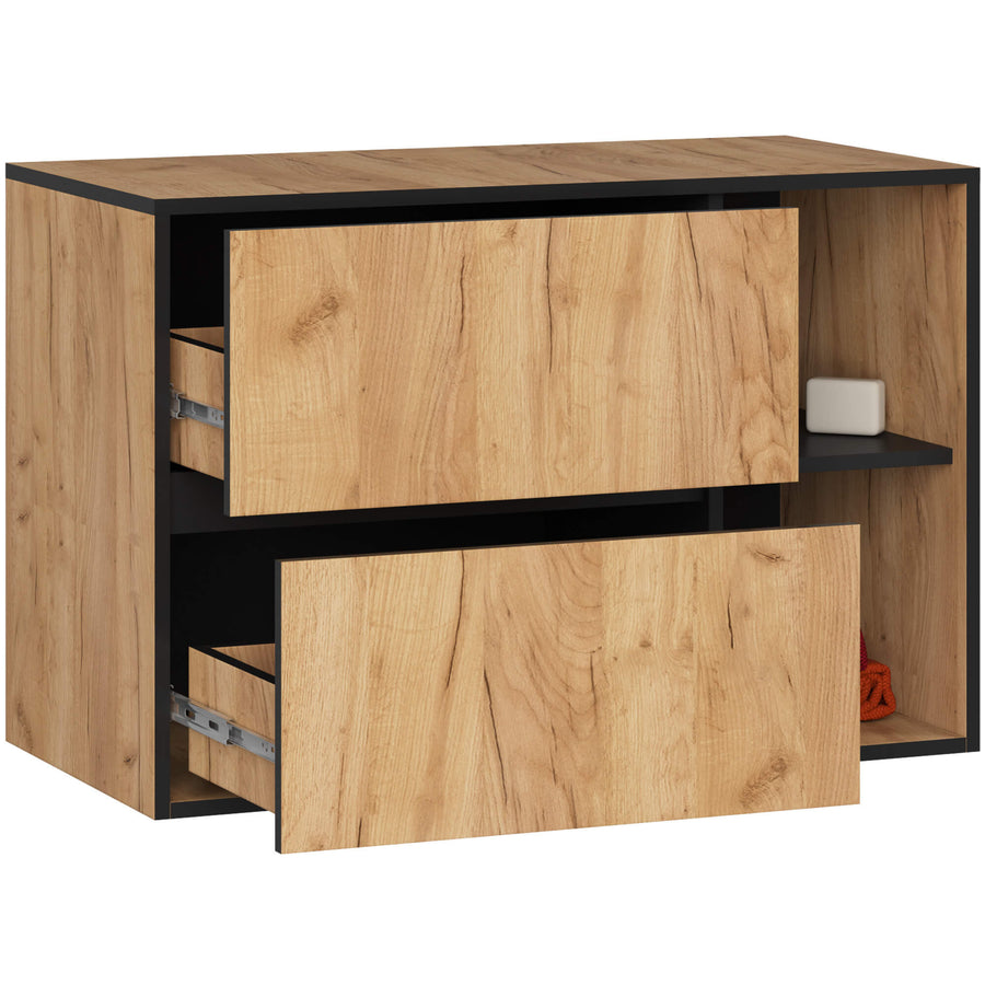 Badezimmerschrank – VAMI – Moderner Badschrank mit Schubladen und offenen Fächern