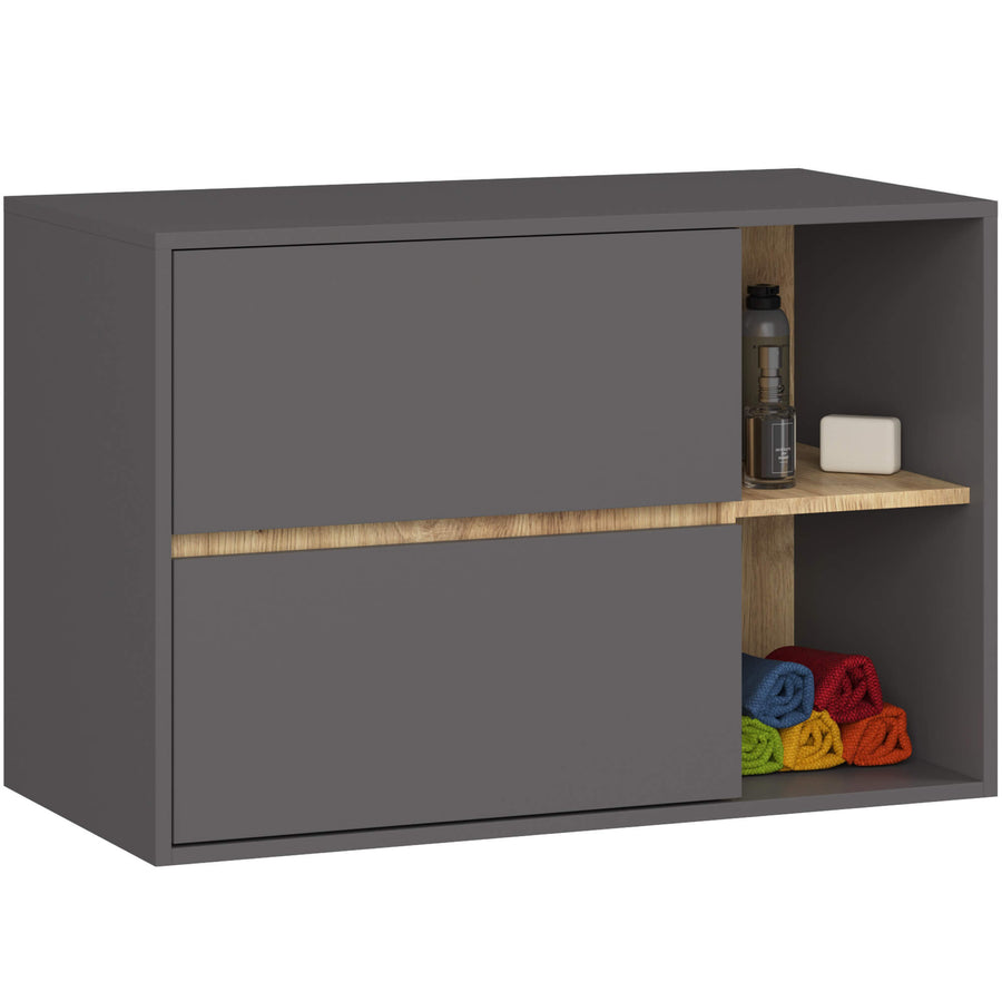 Badezimmerschrank – VAMI – Moderner Badschrank mit Schubladen und offenen Fächern