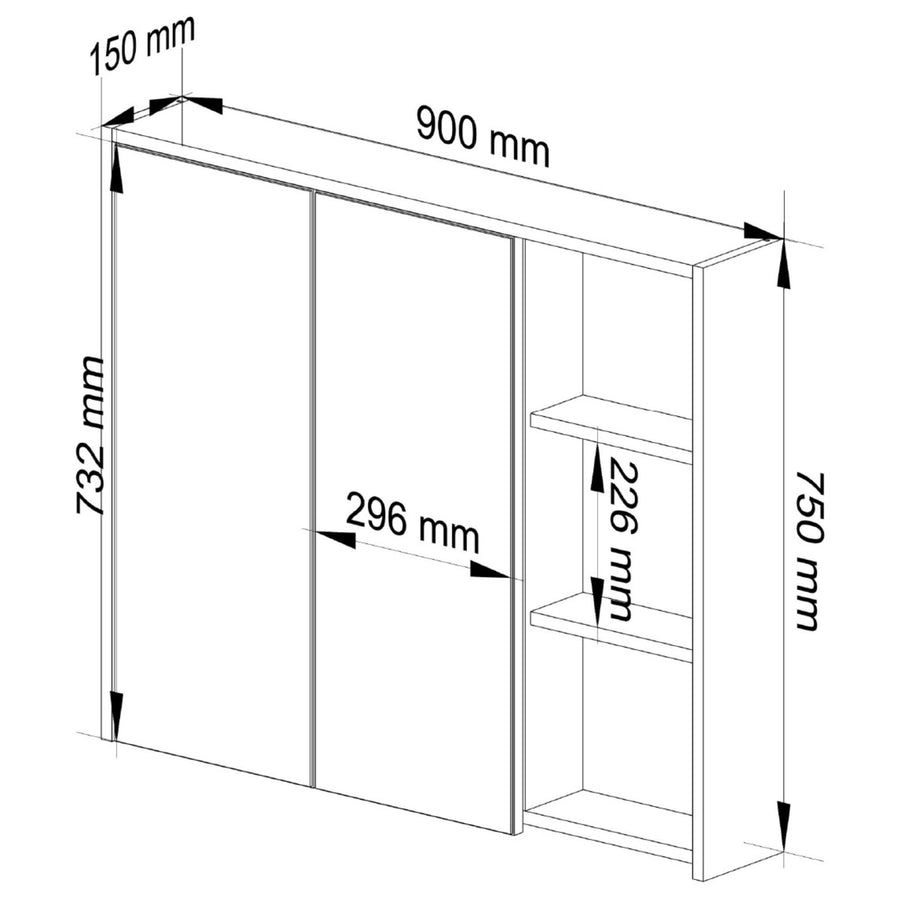 Badezimmerschrank– VAMI – Spiegelschrank mit modernem Design und praktischem Stauraum