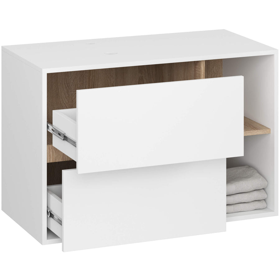 Badezimmerschrank– VAMI – Badschrank mit Ausschnitten für Waschbecken und modernem Stauraum