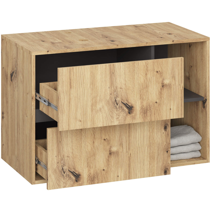 Badezimmerschrank– VAMI – Badschrank mit Ausschnitten für Waschbecken und modernem Stauraum
