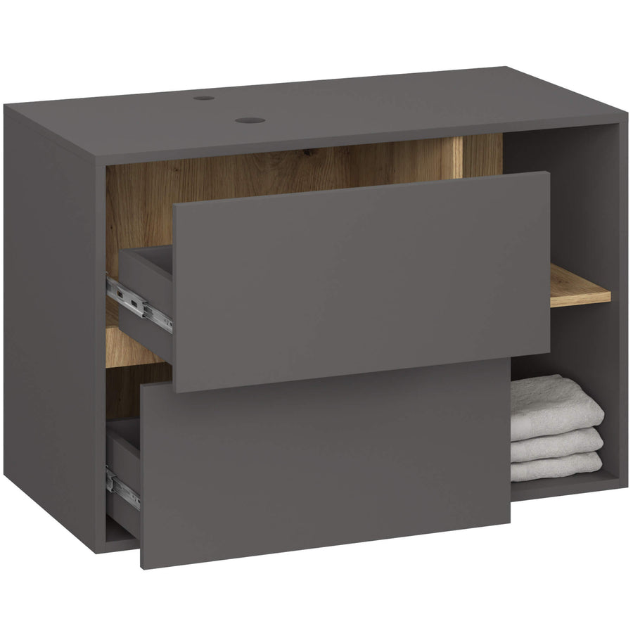 Badezimmerschrank– VAMI – Badschrank mit Ausschnitten für Waschbecken und modernem Stauraum