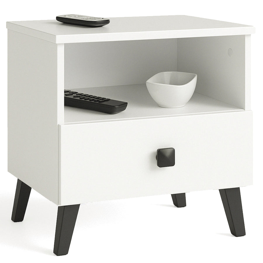 Nachttisch – MOBI – Moderner Beistellschrank mit Schublade und offenem Fach