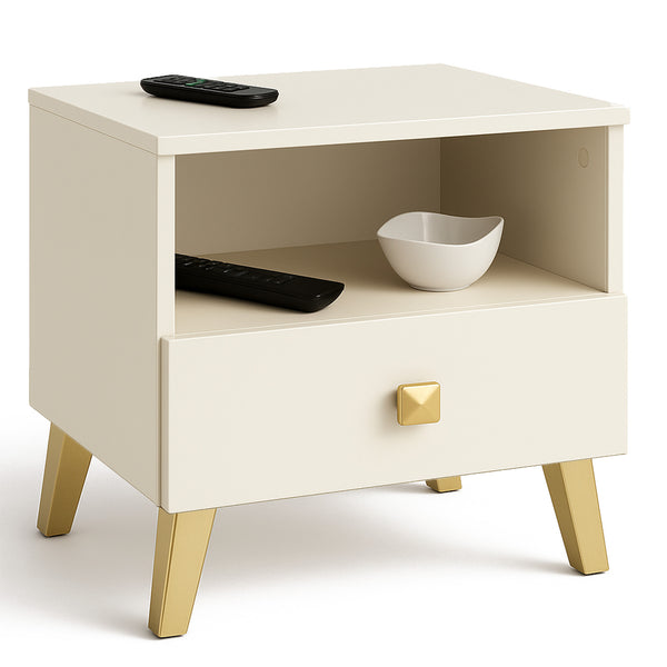 Nachttisch – MOBI – Moderner Beistellschrank mit Schublade und offenem Fach