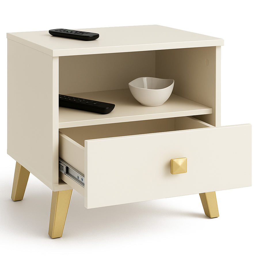 Nachttisch – MOBI – Moderner Beistellschrank mit Schublade und offenem Fach