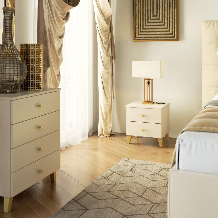 Nachttisch – MOBI – Eleganter Nachtschrank mit zwei Schubladen und modernem Design