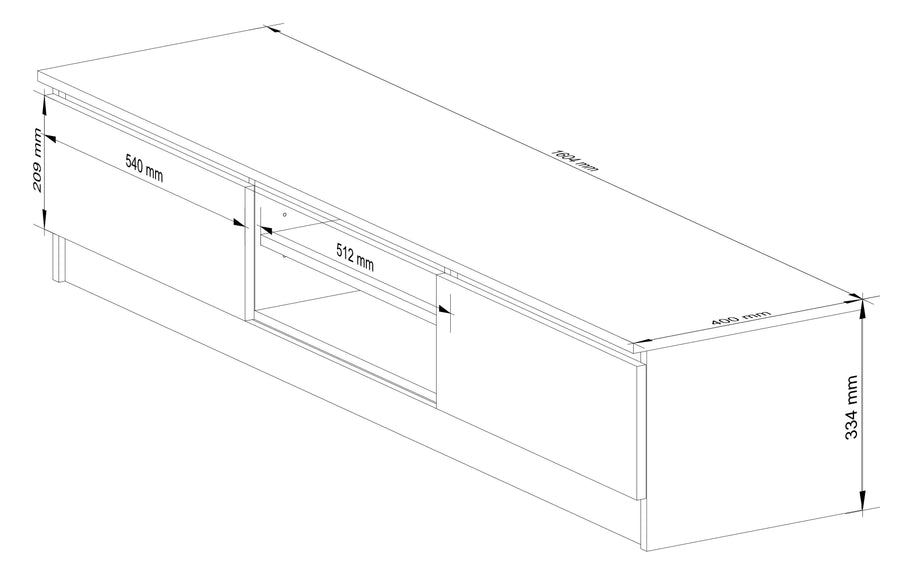 TV-Lowboard – Modernes Lowboard mit 2 Türen und 2 Fächern