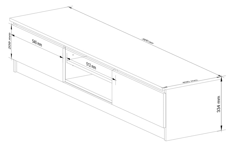 TV-Lowboard – Modernes Lowboard mit 2 Türen und 2 Fächern