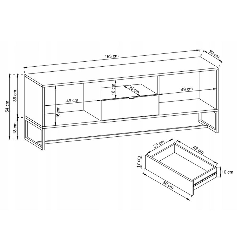 TV-Lowboard – AMBER – 180 cm, moderner Lowboard mit Holzoptik