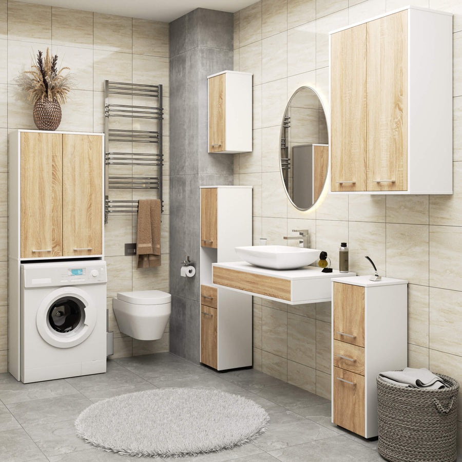 Badezimmerschrank – FIN – Platzsparender Badschrank mit viel Stauraum und modernem Look