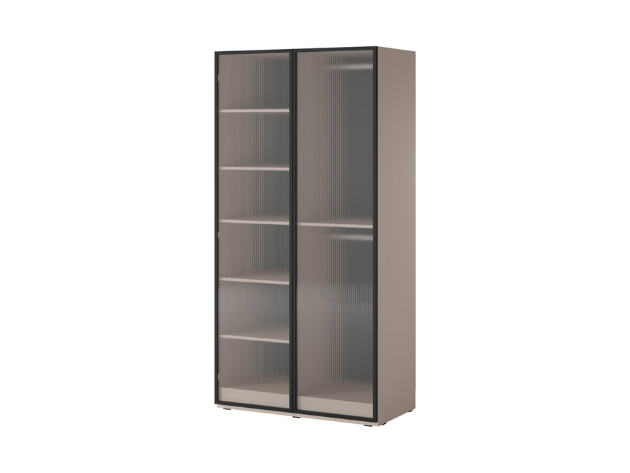 Kleiderschrank – Nordic – Moderner Drehtürenschrank mit geriffelten Glastüren und viel Stauraum