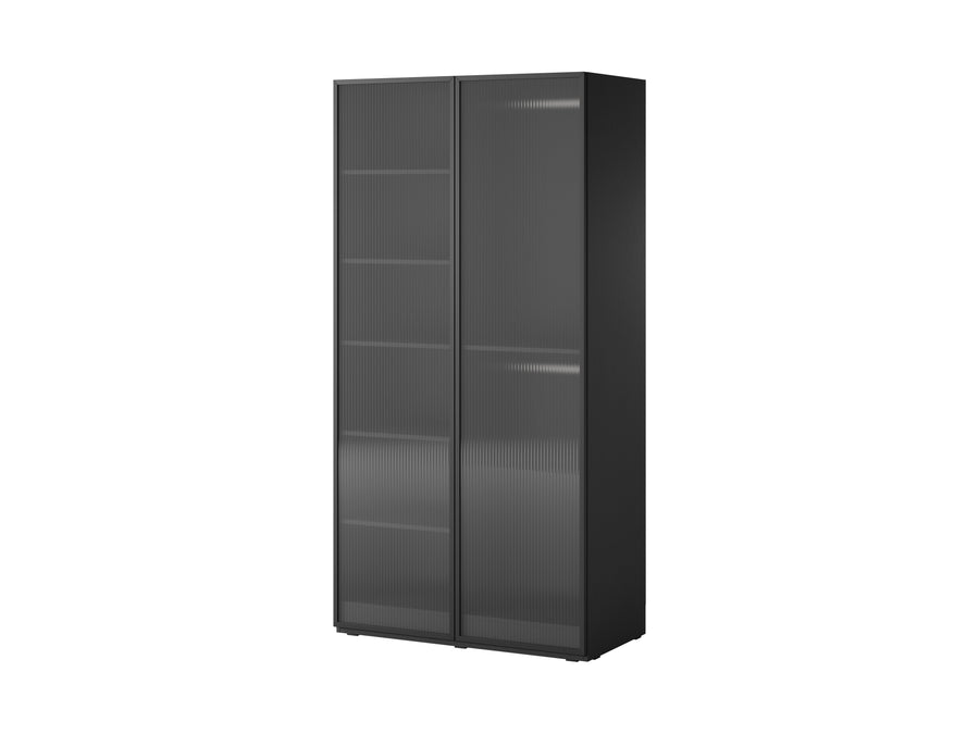 Kleiderschrank – Nordic – Moderner Drehtürenschrank mit geriffelten Glastüren und viel Stauraum