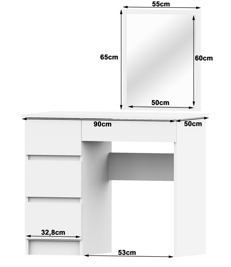 Schminktisch – Minimalistischer Kosmetiktisch mit Spiegel und 4 Schubladen