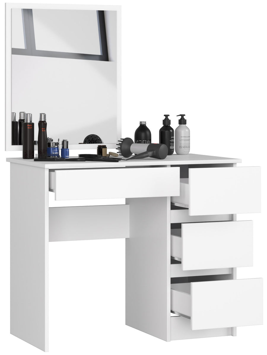 Schminktisch – Eleganter Kosmetiktisch mit Spiegel und 4 Schubladen