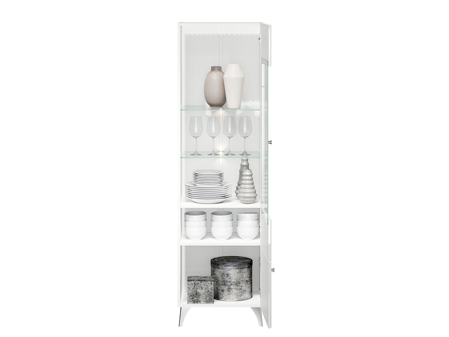 Vitrine – VILLA 02 – Weißer Hochglanz trifft modernes Glasdesign