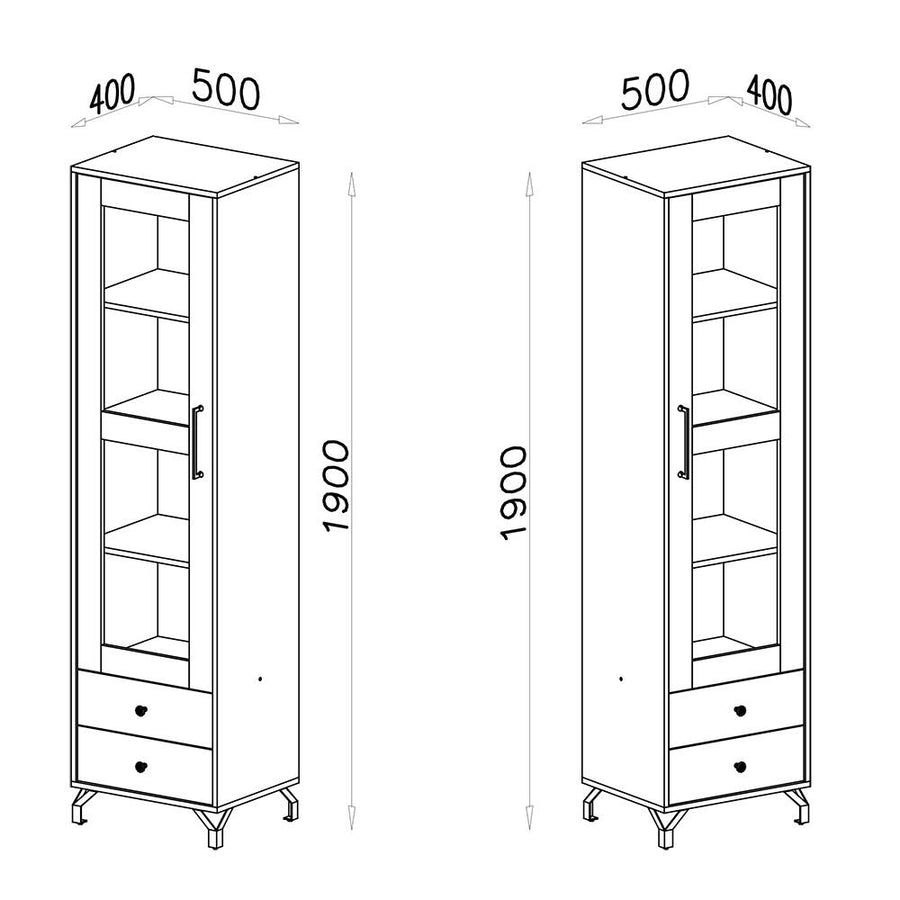 Wohnzimmer Set – 4 Teile – BERGEN System – Weiß – Modernes Design mit Glas & Stauraum