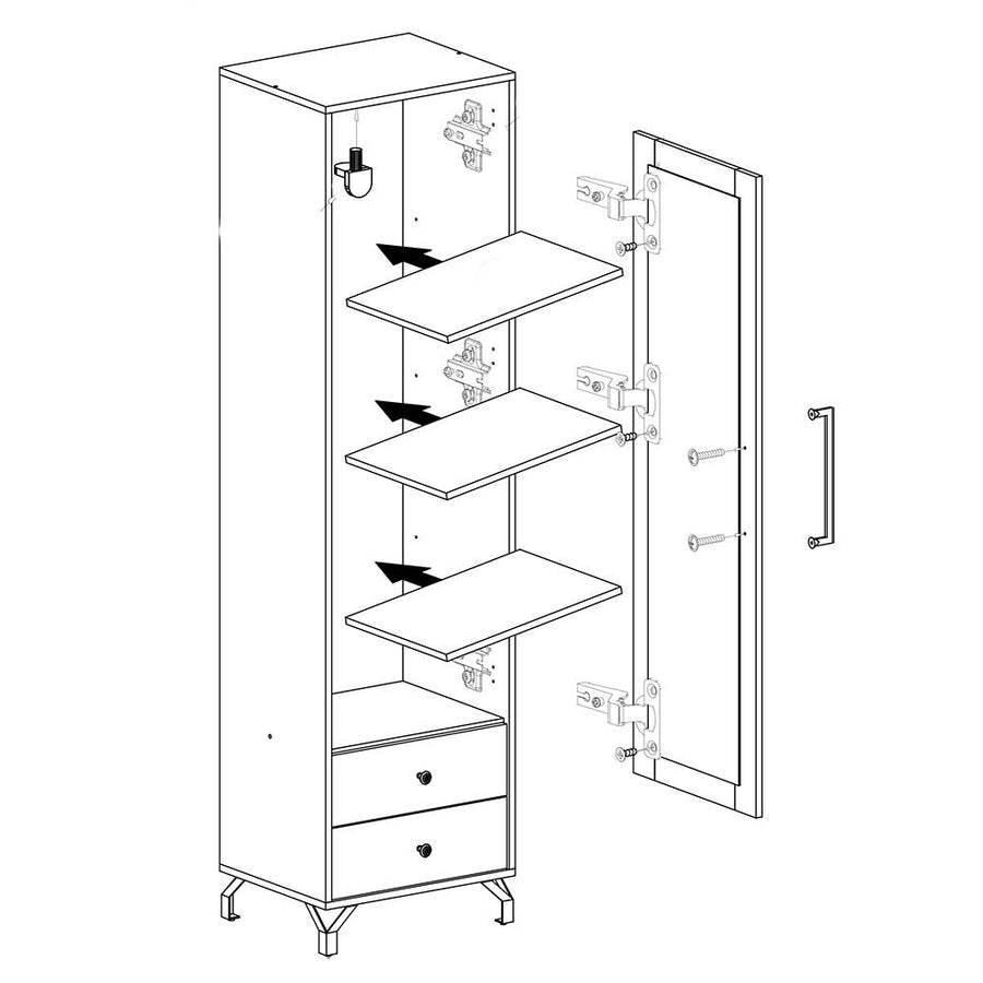 Vitrine – BERGEN System 3 – Schmale Wohnzimmervitrine mit Glastür