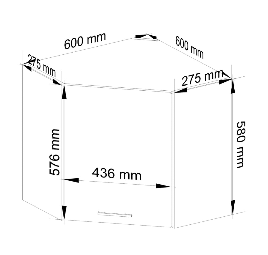 Eckhängeschrank – OLIWIA – W60/60, minimalistisches Design, maximaler Nutzen