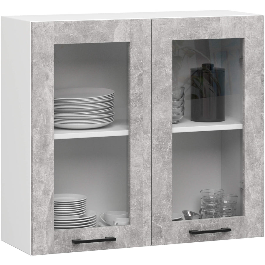 Hängeschrank Vitrine W80 – OLIWIA – Elegante Glaslösung für moderne Küchenräume
