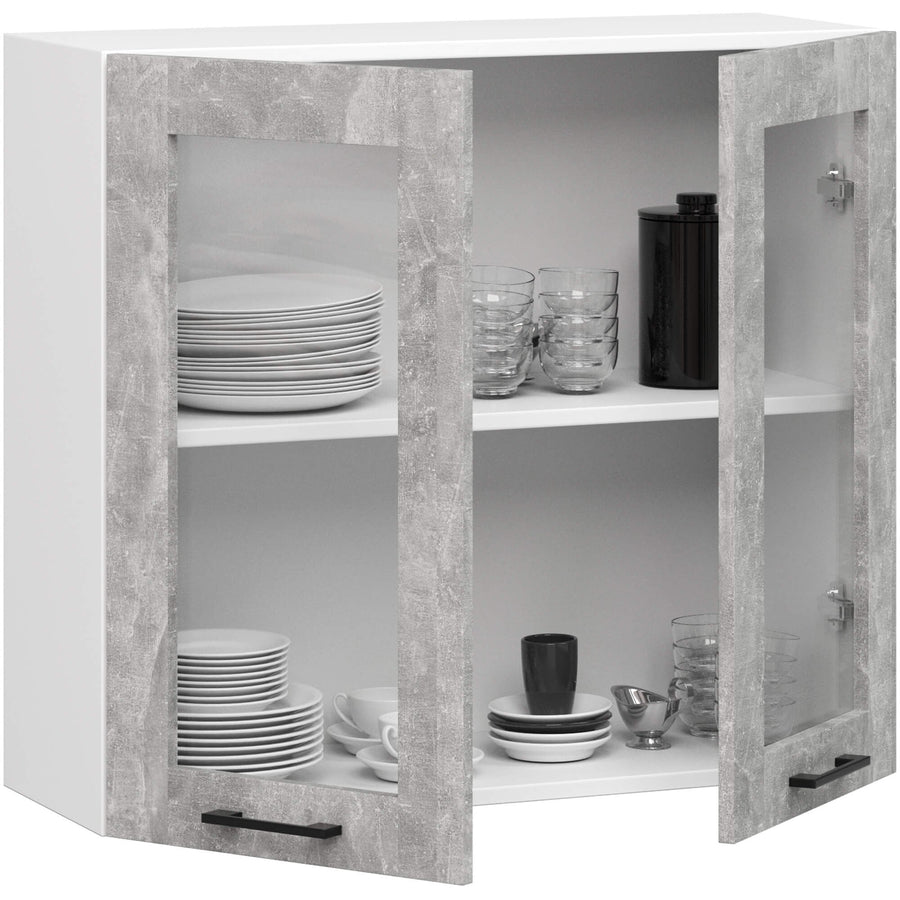Hängeschrank Vitrine W80 – OLIWIA – Elegante Glaslösung für moderne Küchenräume