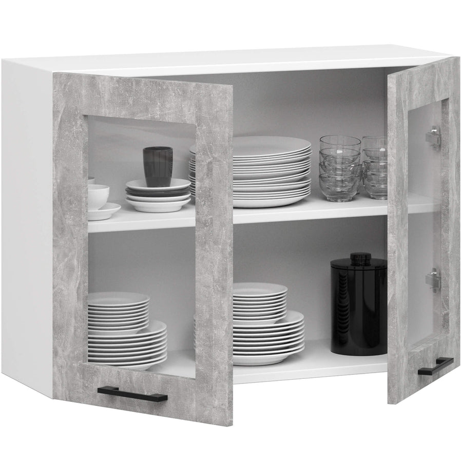 Hängeschrank Vitrine W80 – OLIWIA – Elegante Glasfront für stilvolle Küchenräume
