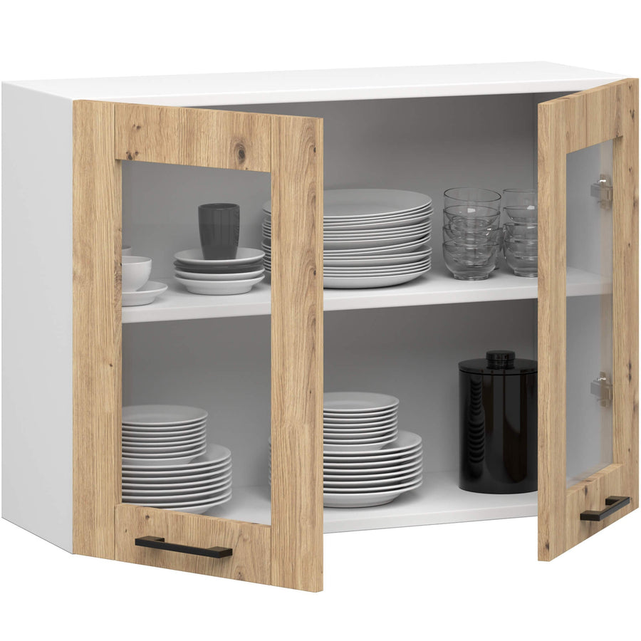 Hängeschrank Vitrine W80 – OLIWIA – Elegante Glasfront für stilvolle Küchenräume