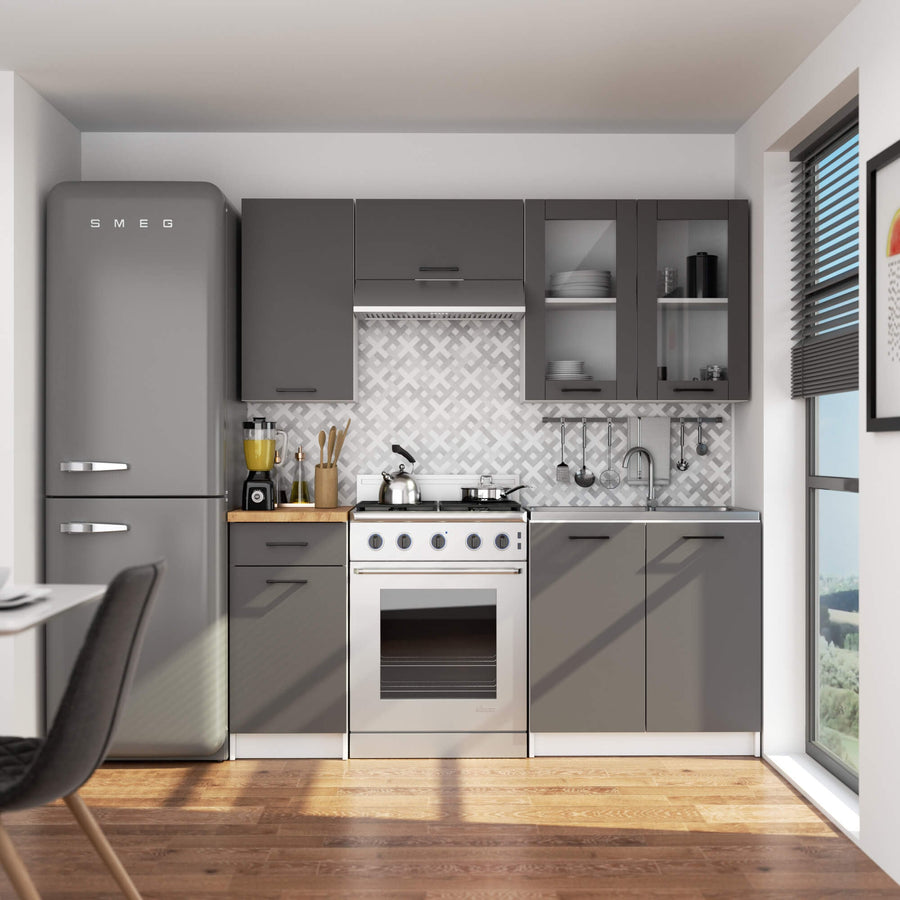 Hängeschrank Vitrine W80 – OLIWIA – Elegante Glaslösung für moderne Küchenräume