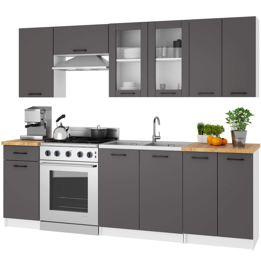Hängeschrank Vitrine W80 – OLIWIA – Elegante Glaslösung für moderne Küchenräume