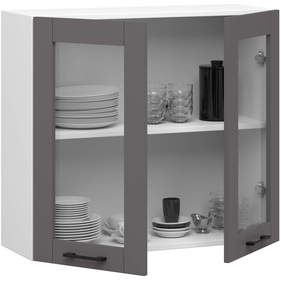 Hängeschrank Vitrine W80 – OLIWIA – Elegante Glaslösung für moderne Küchenräume