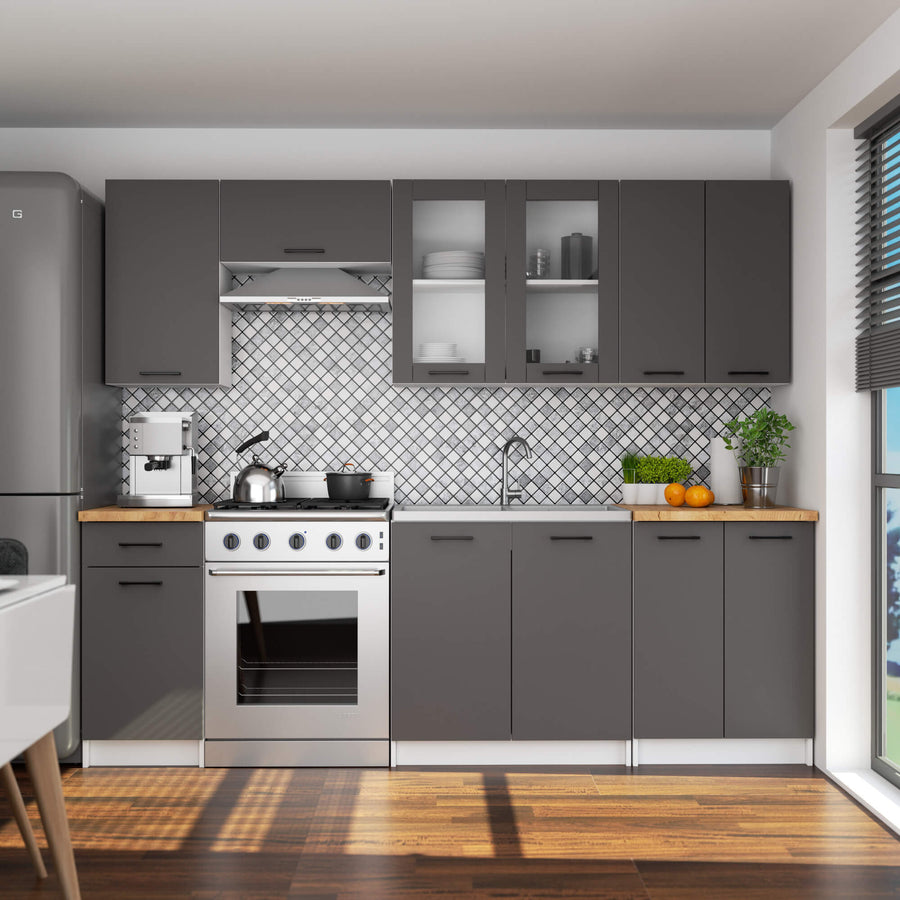 Hängeschrank Vitrine W80 – OLIWIA – Elegante Glaslösung für moderne Küchenräume