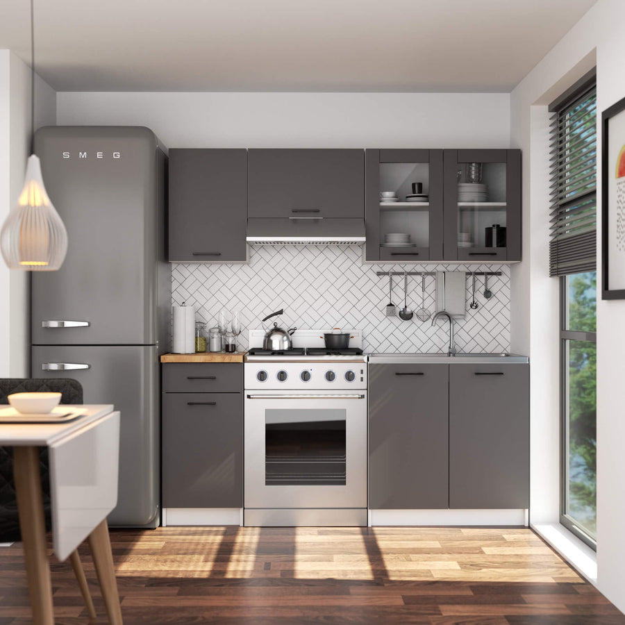 Hängeschrank Vitrine W80 – OLIWIA – Elegante Glasfront für stilvolle Küchenräume