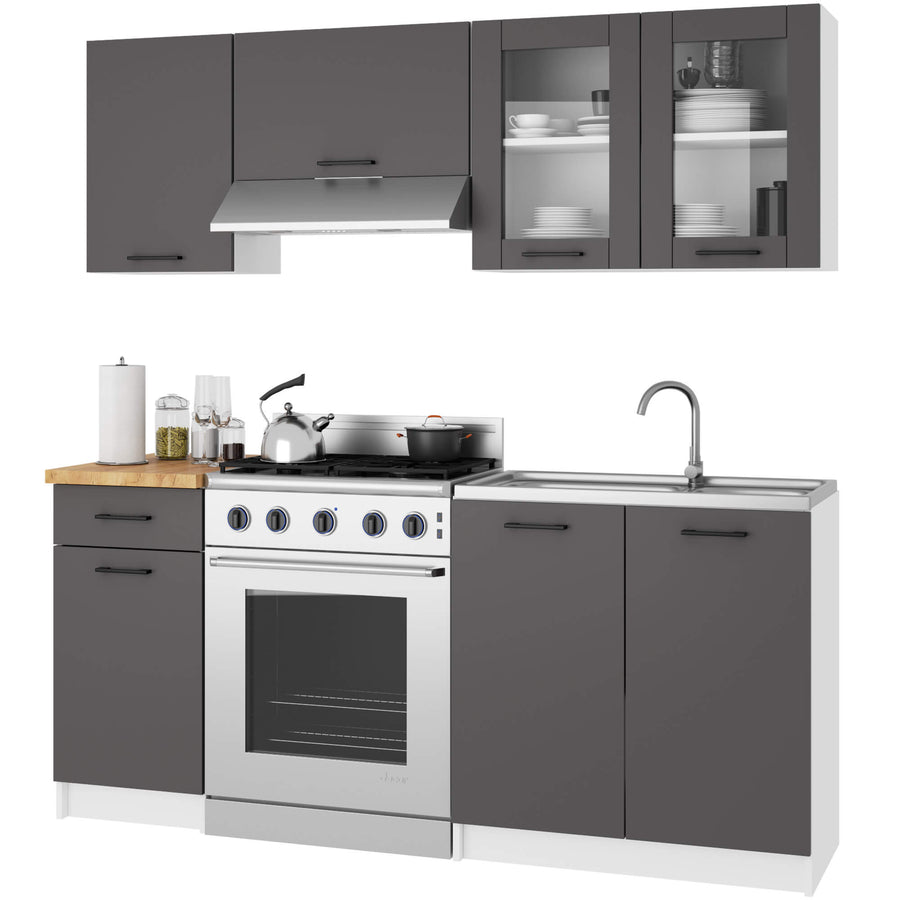 Hängeschrank Vitrine W80 – OLIWIA – Elegante Glasfront für stilvolle Küchenräume