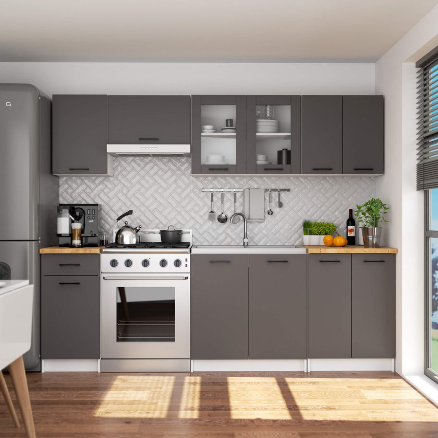 Hängeschrank Vitrine W80 – OLIWIA – Elegante Glasfront für stilvolle Küchenräume
