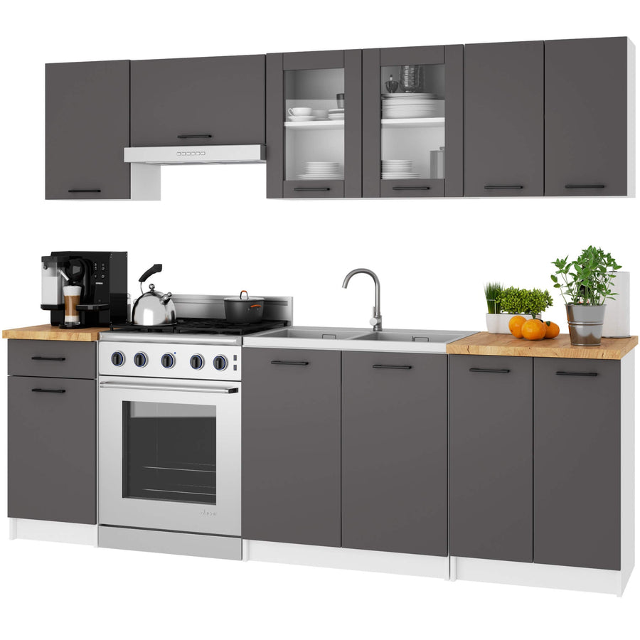 Hängeschrank Vitrine W80 – OLIWIA – Elegante Glasfront für stilvolle Küchenräume