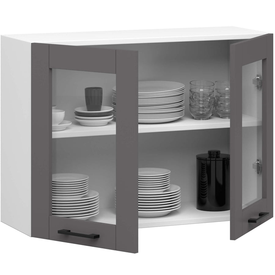 Hängeschrank Vitrine W80 – OLIWIA – Elegante Glasfront für stilvolle Küchenräume