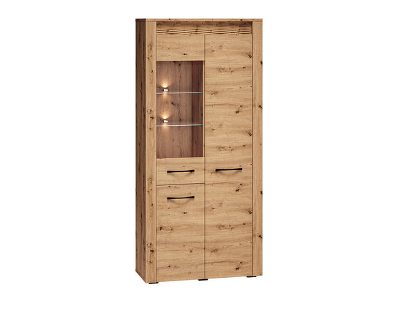 ARTIS 04 Vitrine – 200 cm – Stilvolle Glasvitrine mit Holzoptik