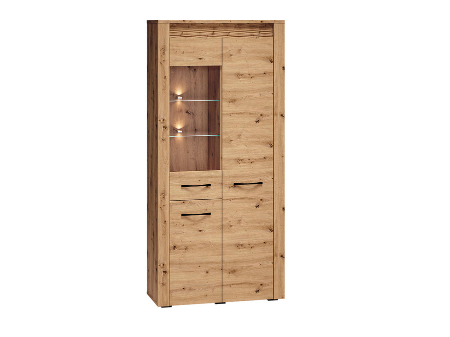 Vitrine – ARTIS 04 – Stilvolle Glasvitrine mit Holzoptik