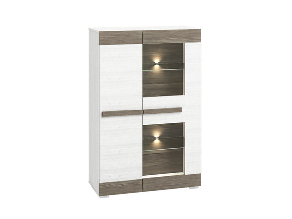 Vitrine – BLANCO 0501 – Elegante Highboard-Vitrine in moderner Holzoptik