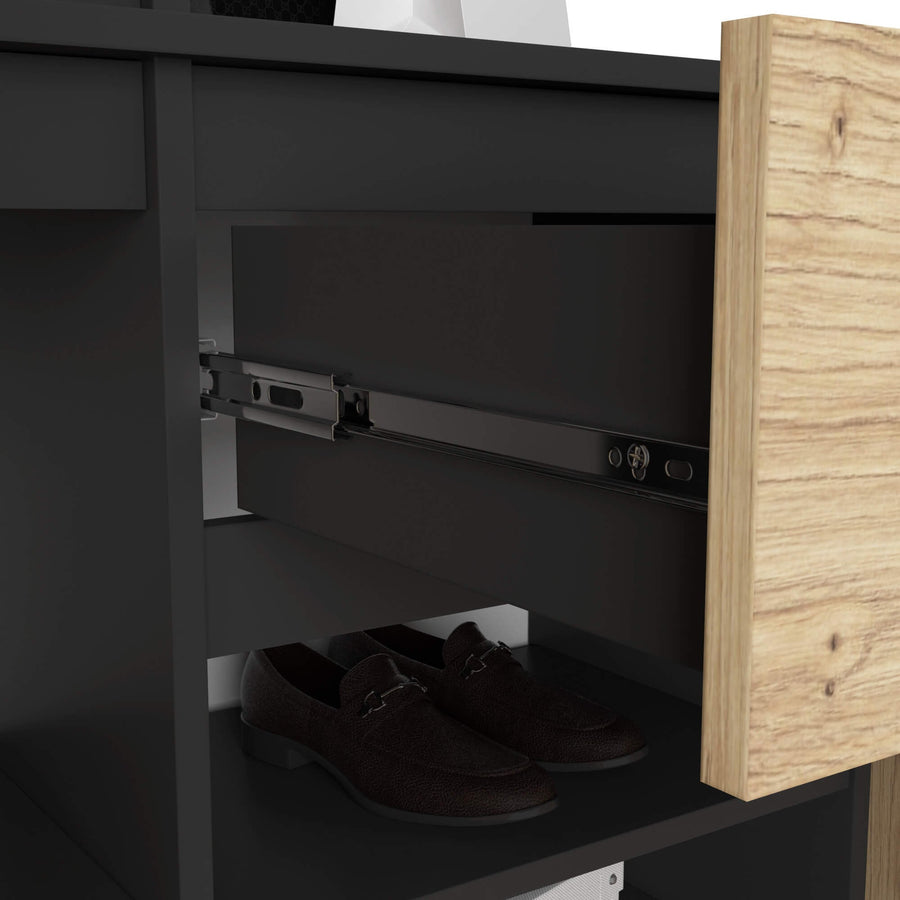 Garderobe – ENTRO – Garderobenschrank mit Spiegel, 3 Türen und Schublade