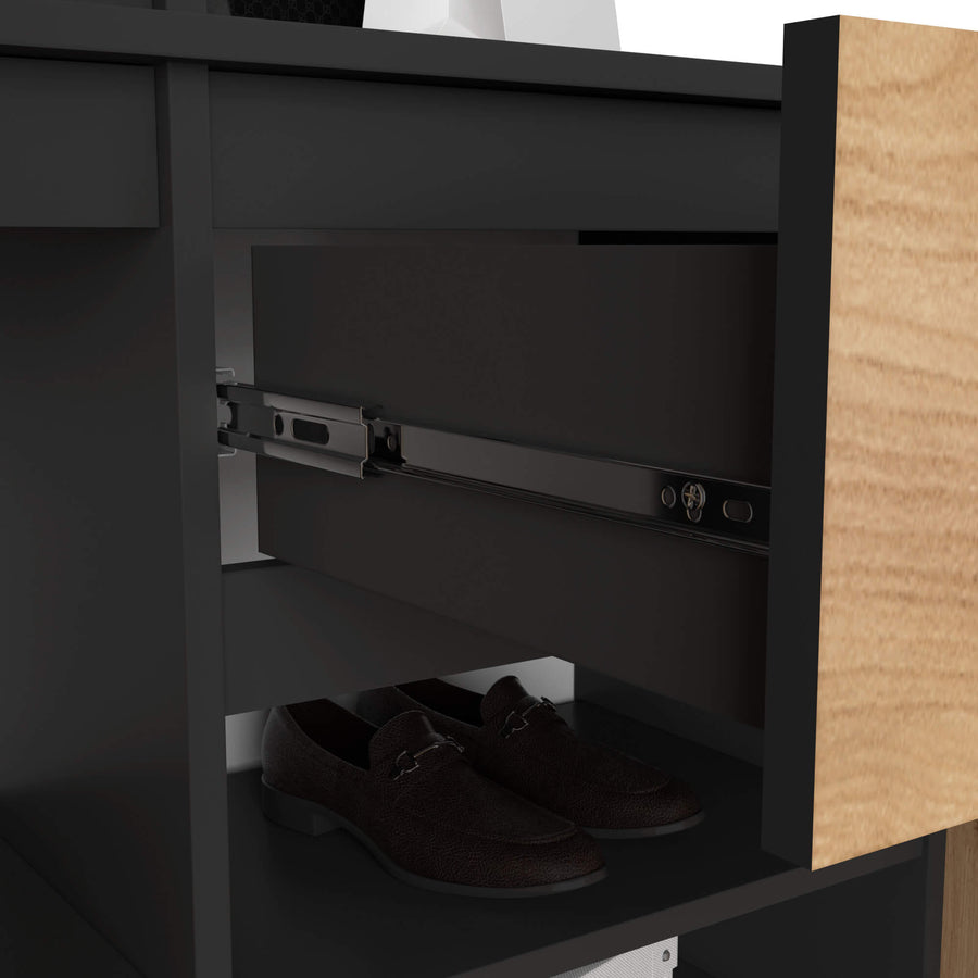 Garderobe – ENTRO – Garderobenschrank mit Spiegel, 3 Türen und Schublade