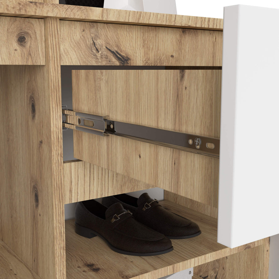 Garderobe – ENTRO – Garderobenschrank mit Spiegel, 3 Türen und Schublade