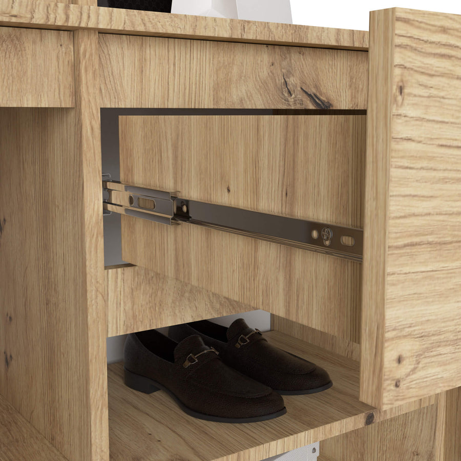 Garderobe – ENTRO – Garderobenschrank mit Spiegel, 3 Türen und Schublade