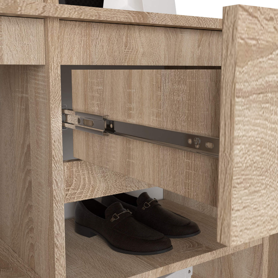 Garderobe – ENTRO – Garderobenschrank mit Spiegel, 3 Türen und Schublade