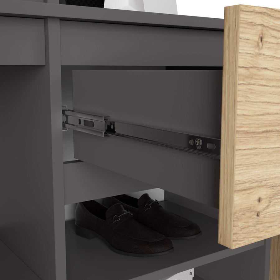 Garderobe – ENTRO – Garderobenschrank mit Spiegel, 3 Türen und Schublade