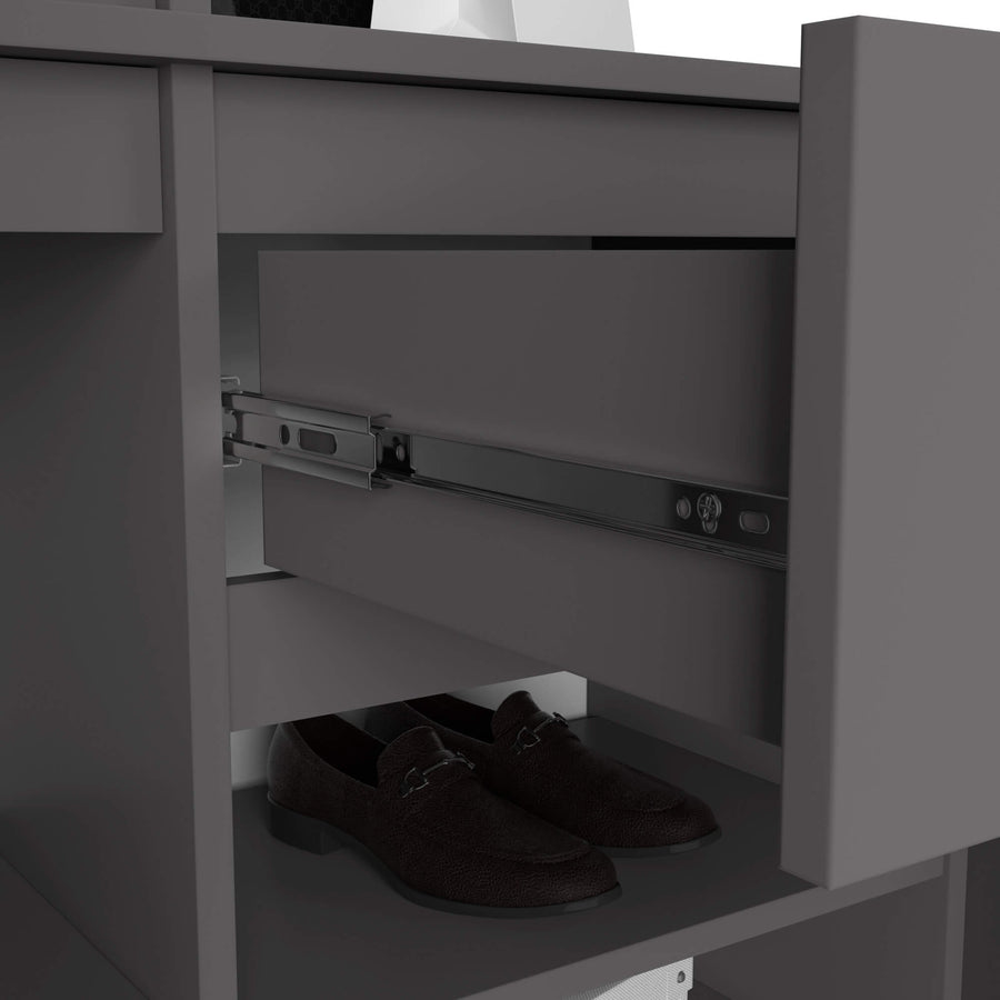 Garderobe – ENTRO – Garderobenschrank mit Spiegel, 3 Türen und Schublade