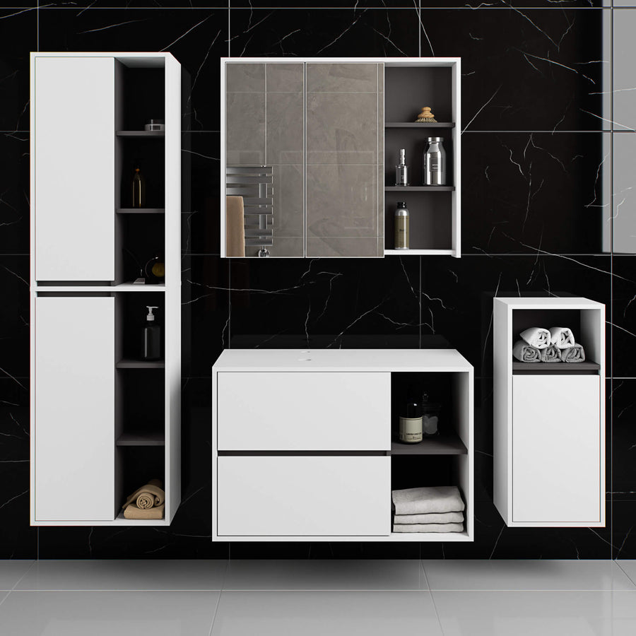 Badezimmer Set – 4 Teile – VAMI – Modernes Hängeset mit stilvollem Stauraum