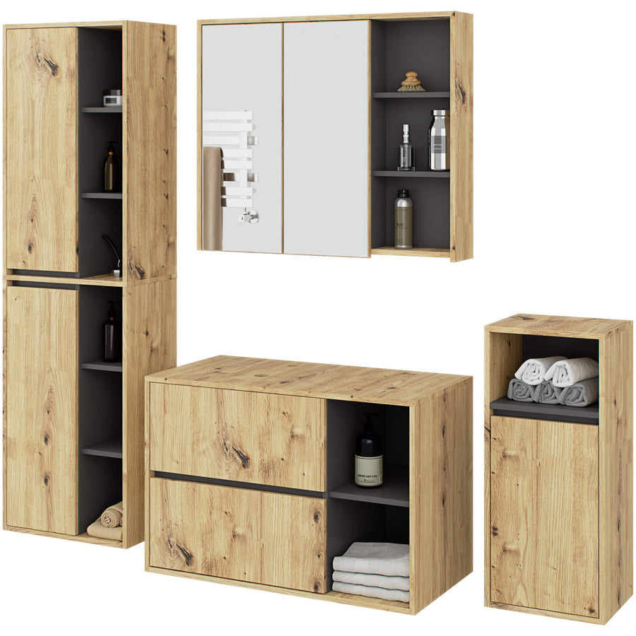 Badezimmer Set – 4 Teile – VAMI – Modernes Hängeset mit stilvollem Stauraum