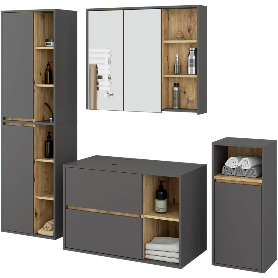 Badezimmer Set – 4 Teile – VAMI – Modernes Hängeset mit stilvollem Stauraum